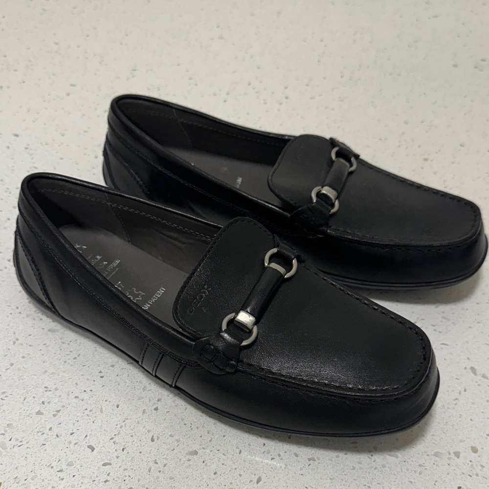 Boy’s Black Leather Loafers with Silver Buckle